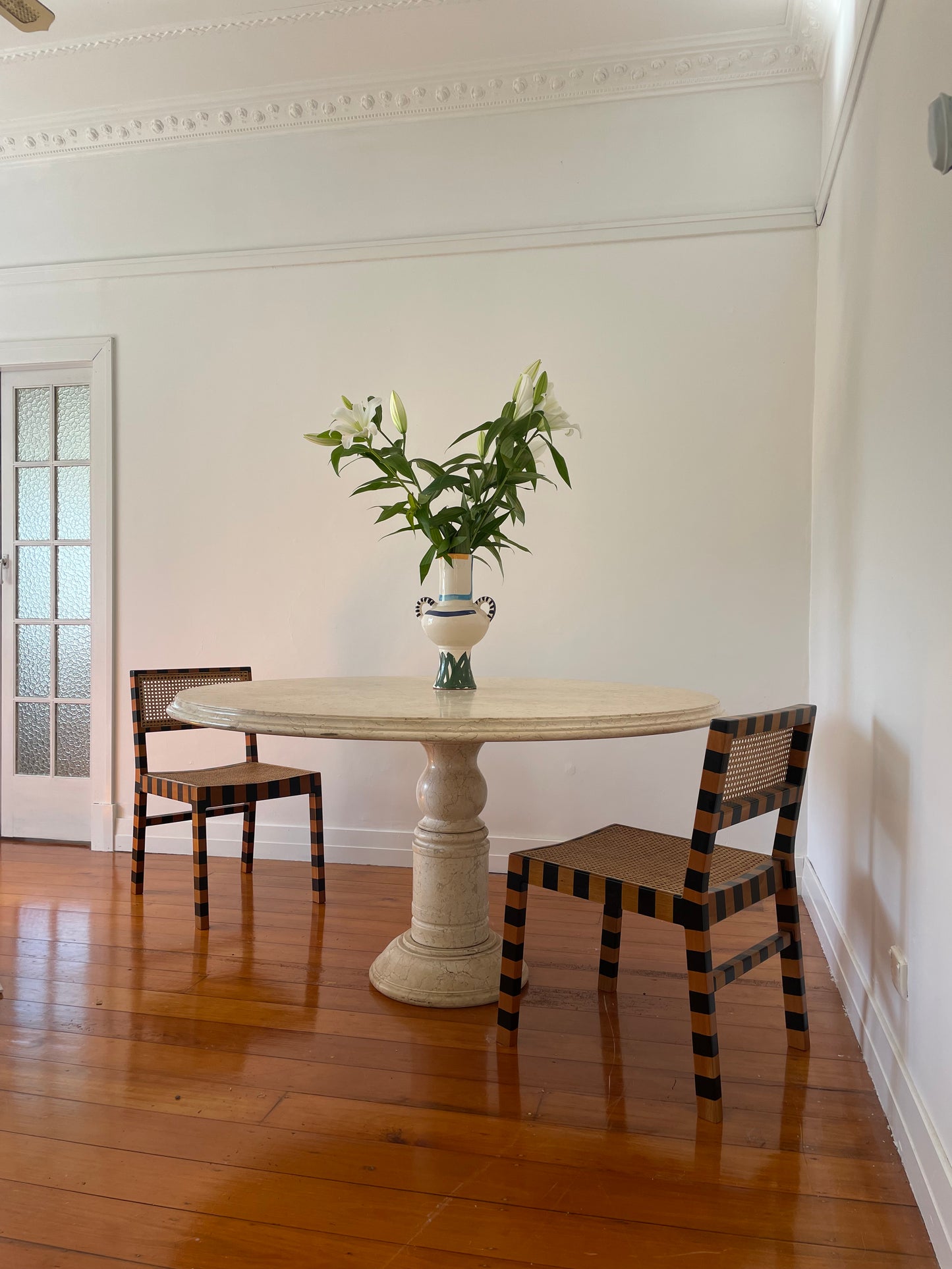 Large Vintage Marble Dining Table