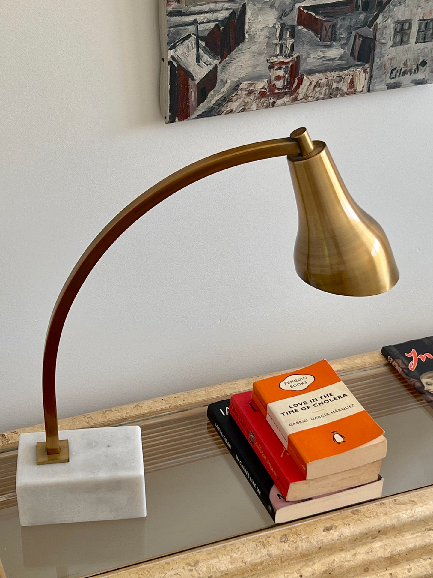 - Large Brass & Marble Lamp, Italy