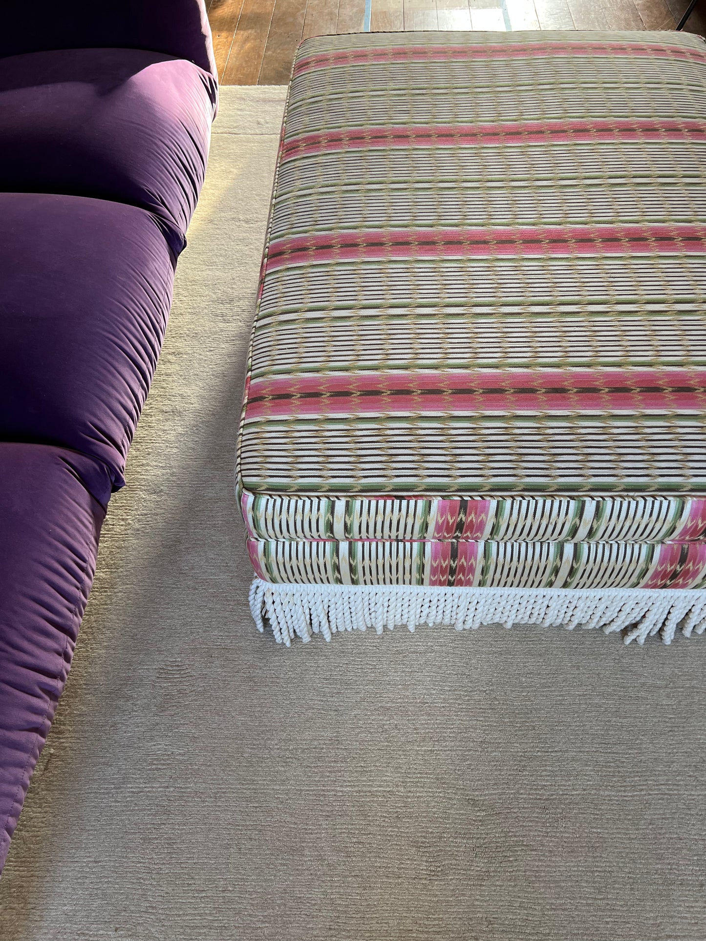 Oversized Ottoman with Bullion Fringe Skirt