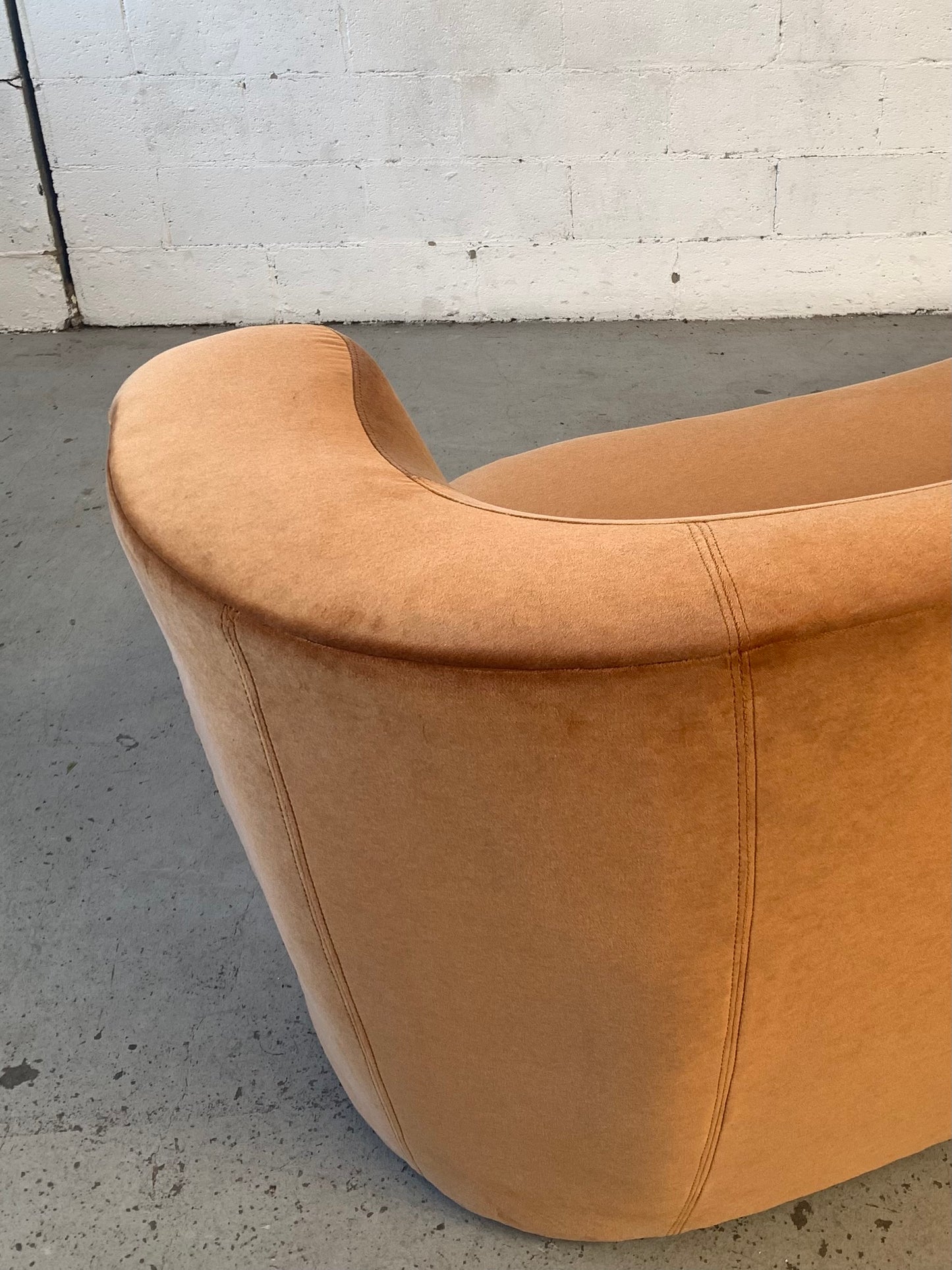 Bespoke Curved Sofa in Ginger Velvet
