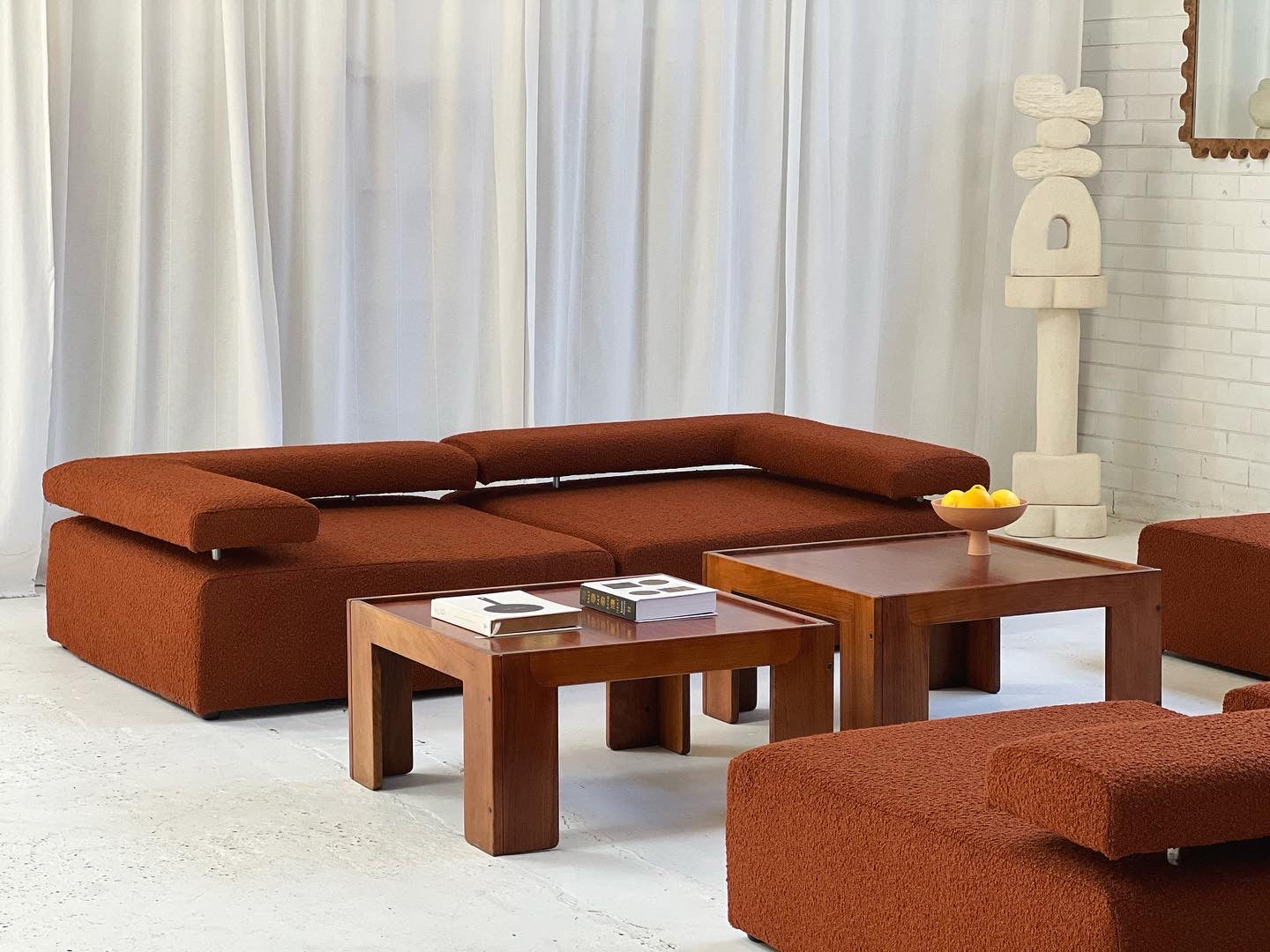 Large Bespoke Rust Boucle Modular Sofa