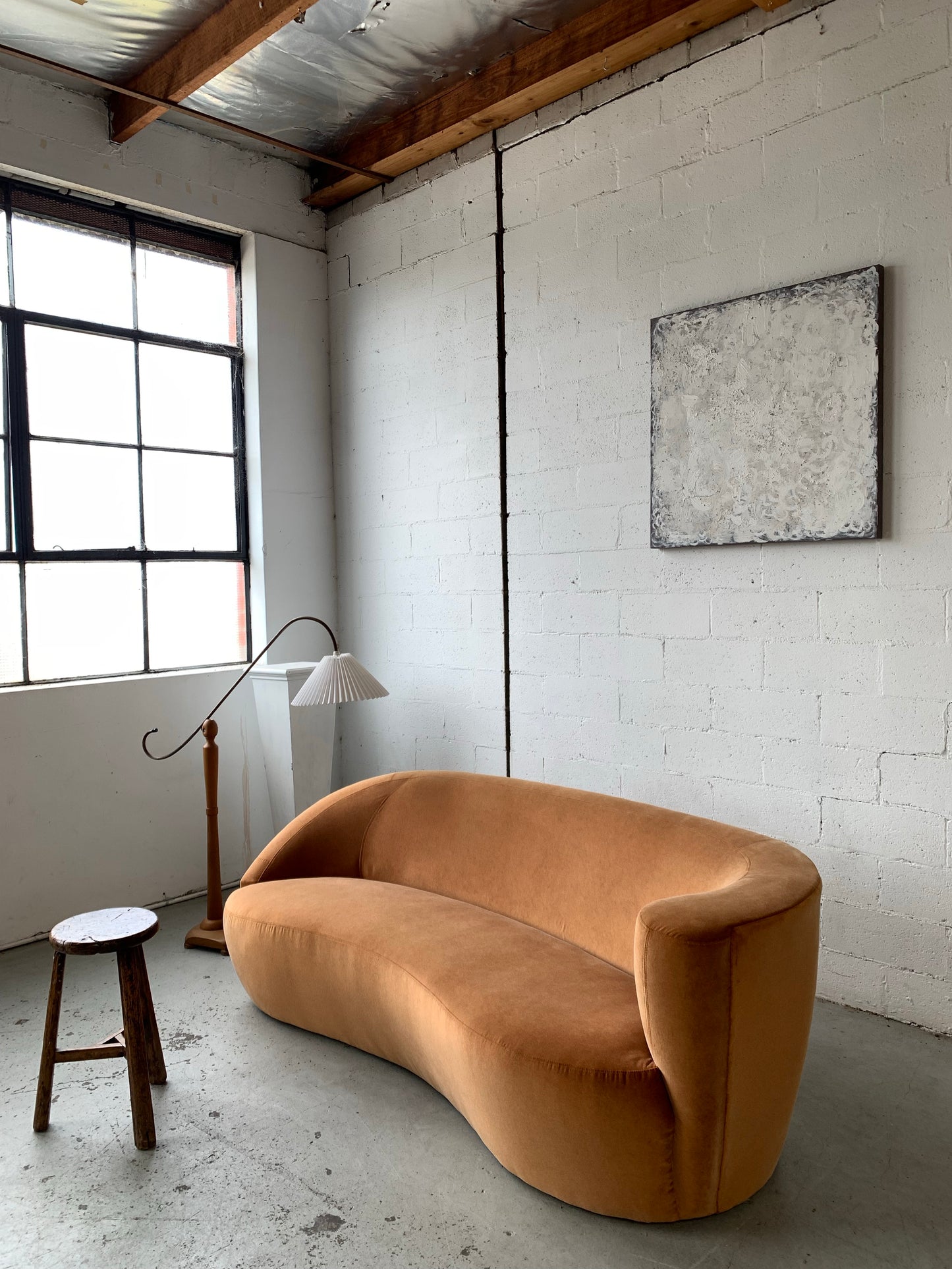 Bespoke Curved Sofa in Ginger Velvet
