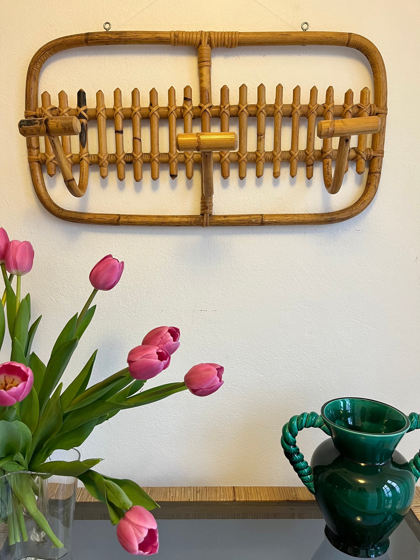 Vintage Italian Bamboo Wall Rack