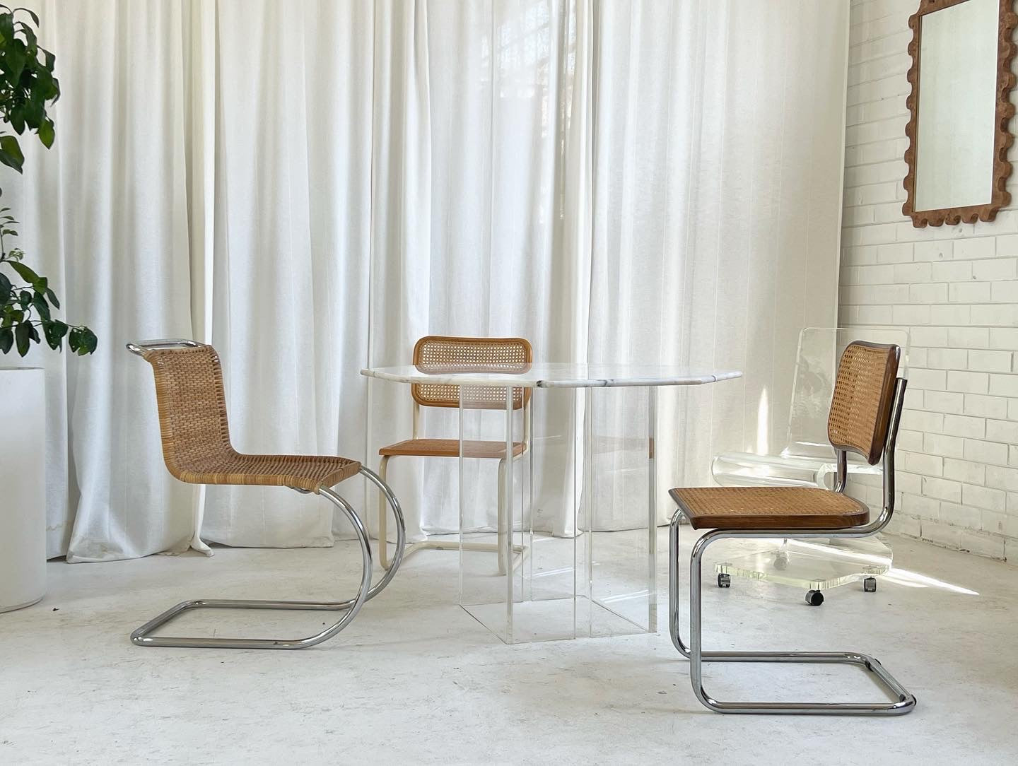 Octagonal Carrara Marble & Lucite Table
