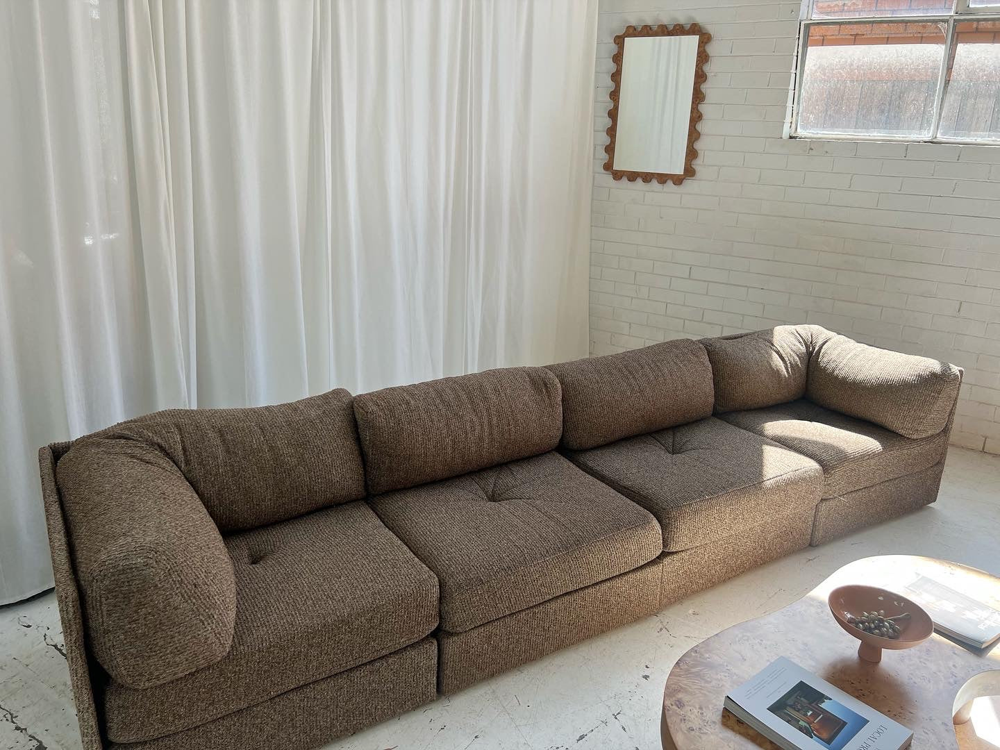 - Vintage Brown Tweed Playpen Modular Sofa