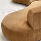 Curved Dark Caramel Chambray Velvet Sofa