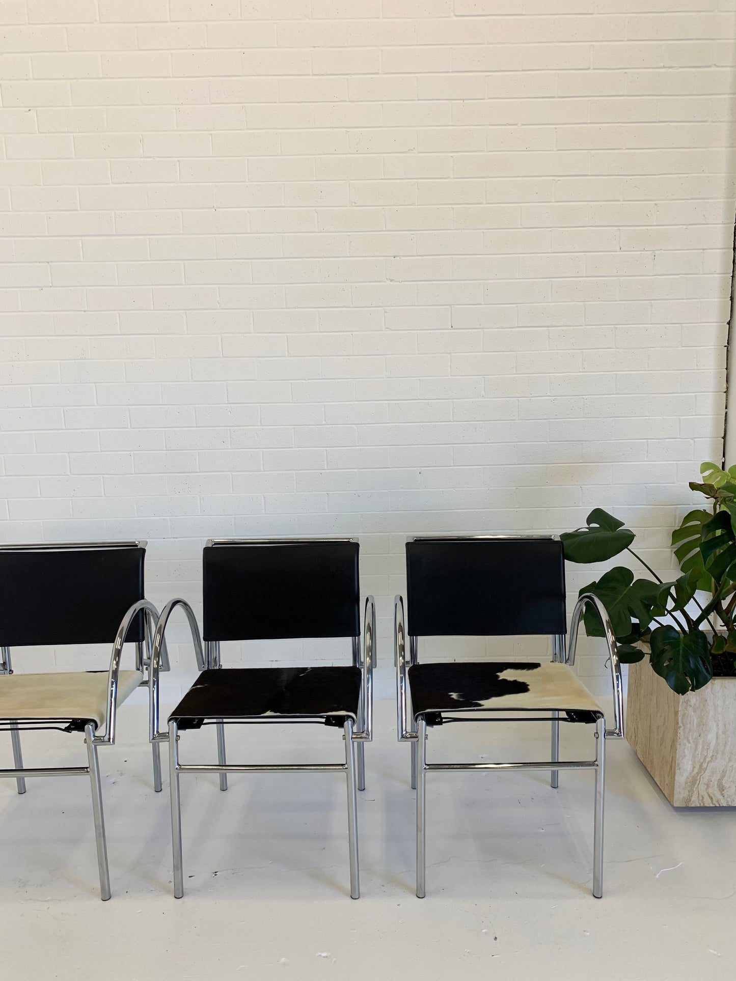 Tubular Chrome Chair with Cowhide Seat