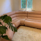 Vintage Modular Curved Blush Pink Leather Sofa