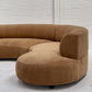 Curved Dark Caramel Chambray Velvet Sofa