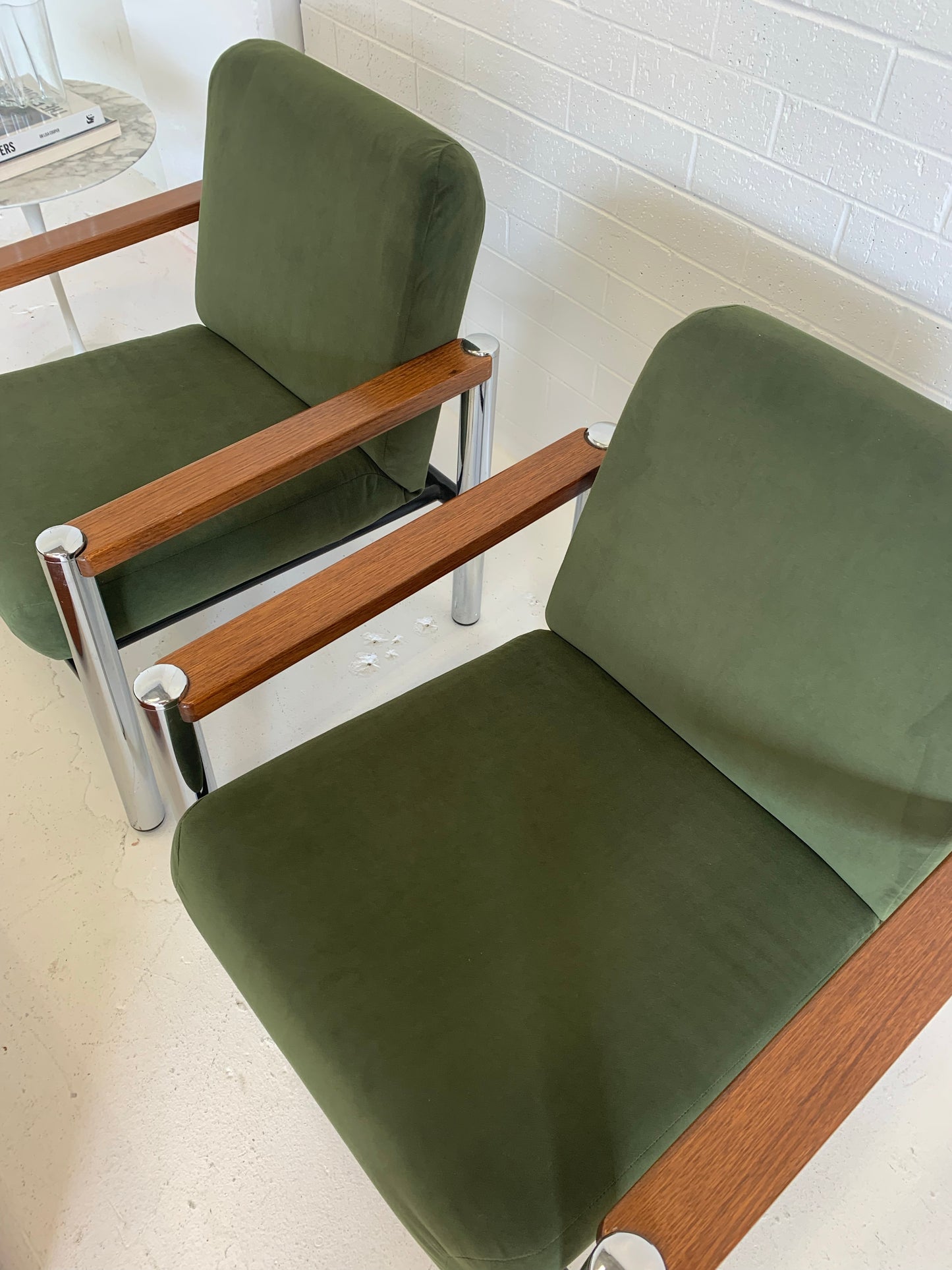 Vintage Teak and Chrome Sebel Armchairs