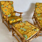 Bamboo Reclining Armchair and Foot Stool - Two Available