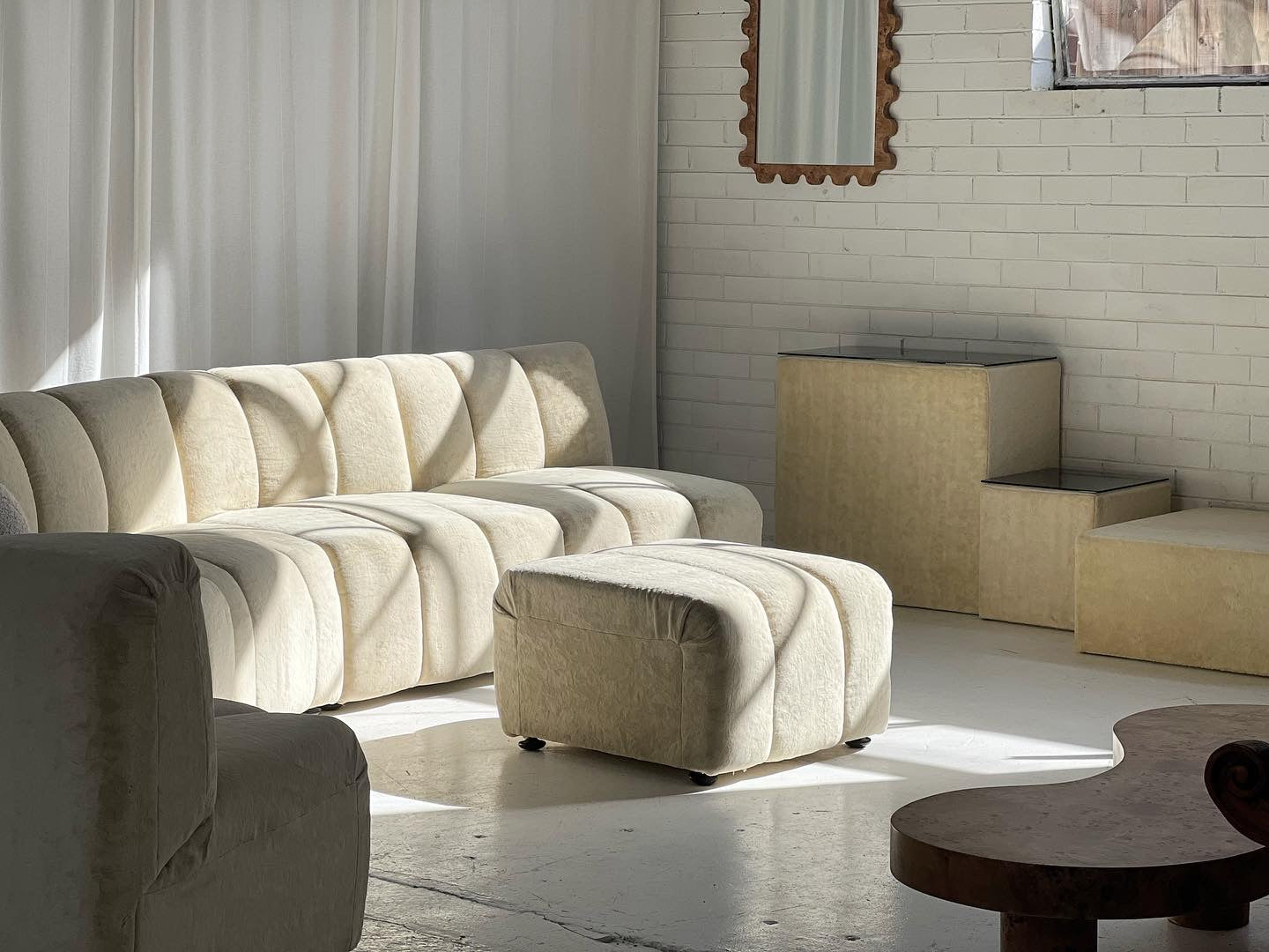 - Soft Cream Curved Modular Sofa Set