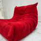 Vintage Ligne Roset Togo Fireside & Ottoman Set - Red Suede