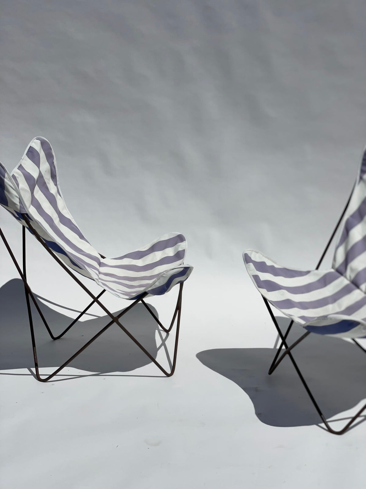 Striped Butterfly Chairs - Two Available