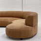 Curved Dark Caramel Chambray Velvet Sofa