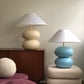 Powder Blue Double Bubble Lamp with White Conical Shade