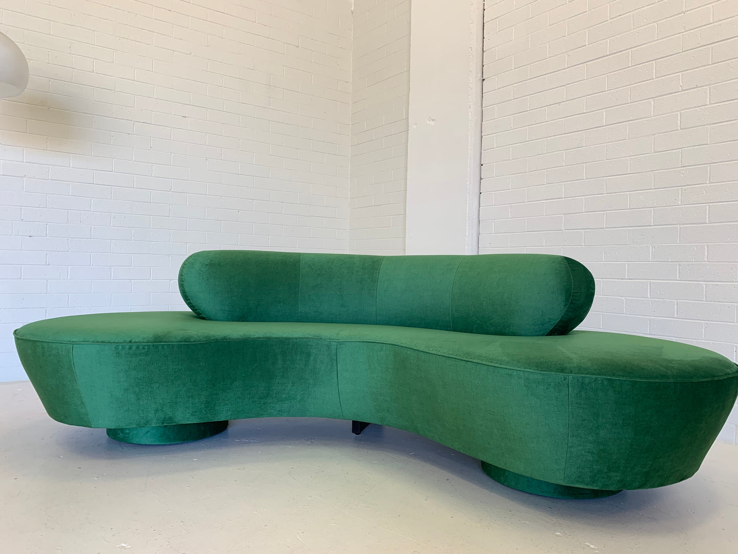 Stunning Green Curved Velvet Sofa
