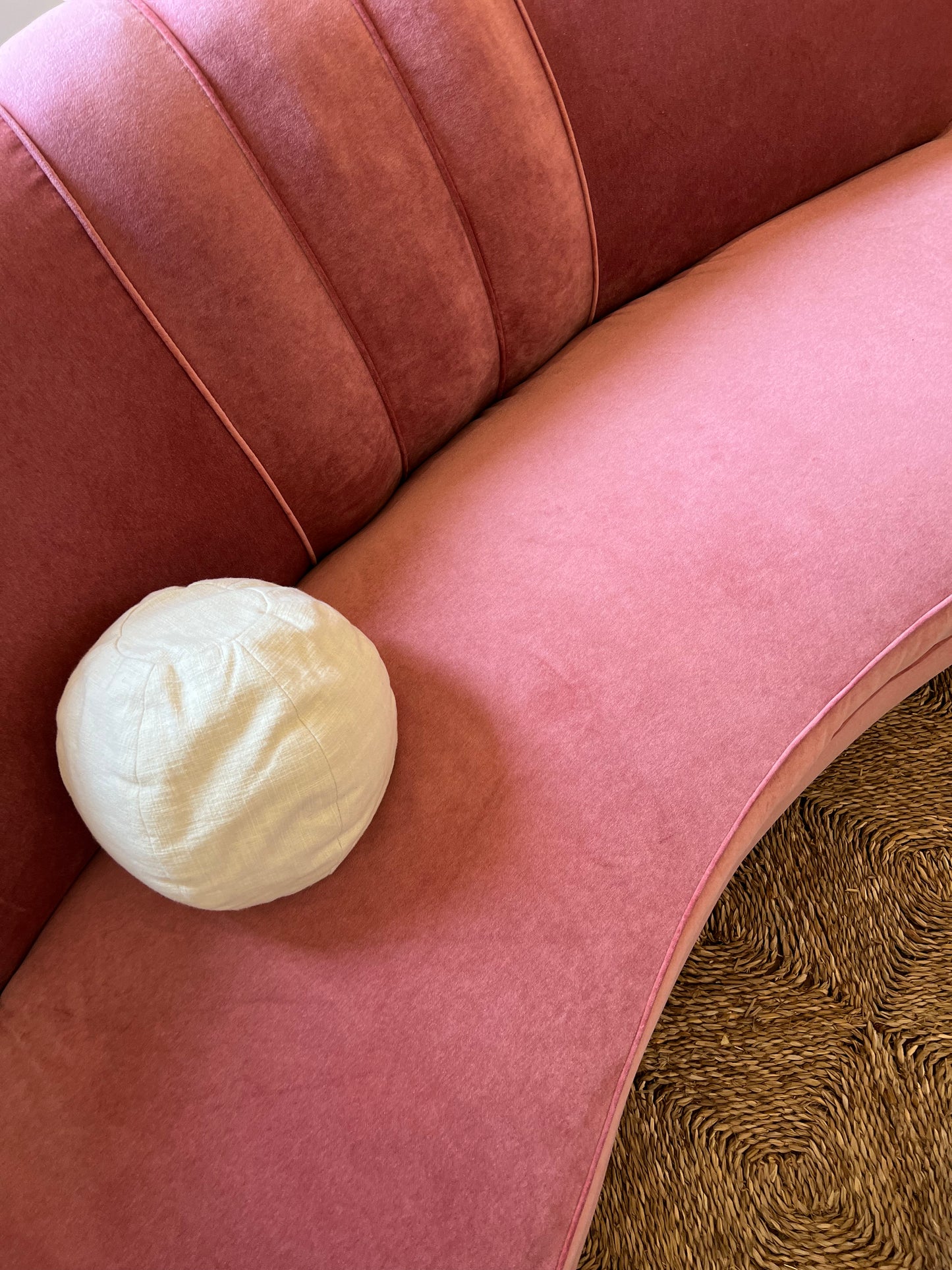 Sculptural Pink Velvet Sofa