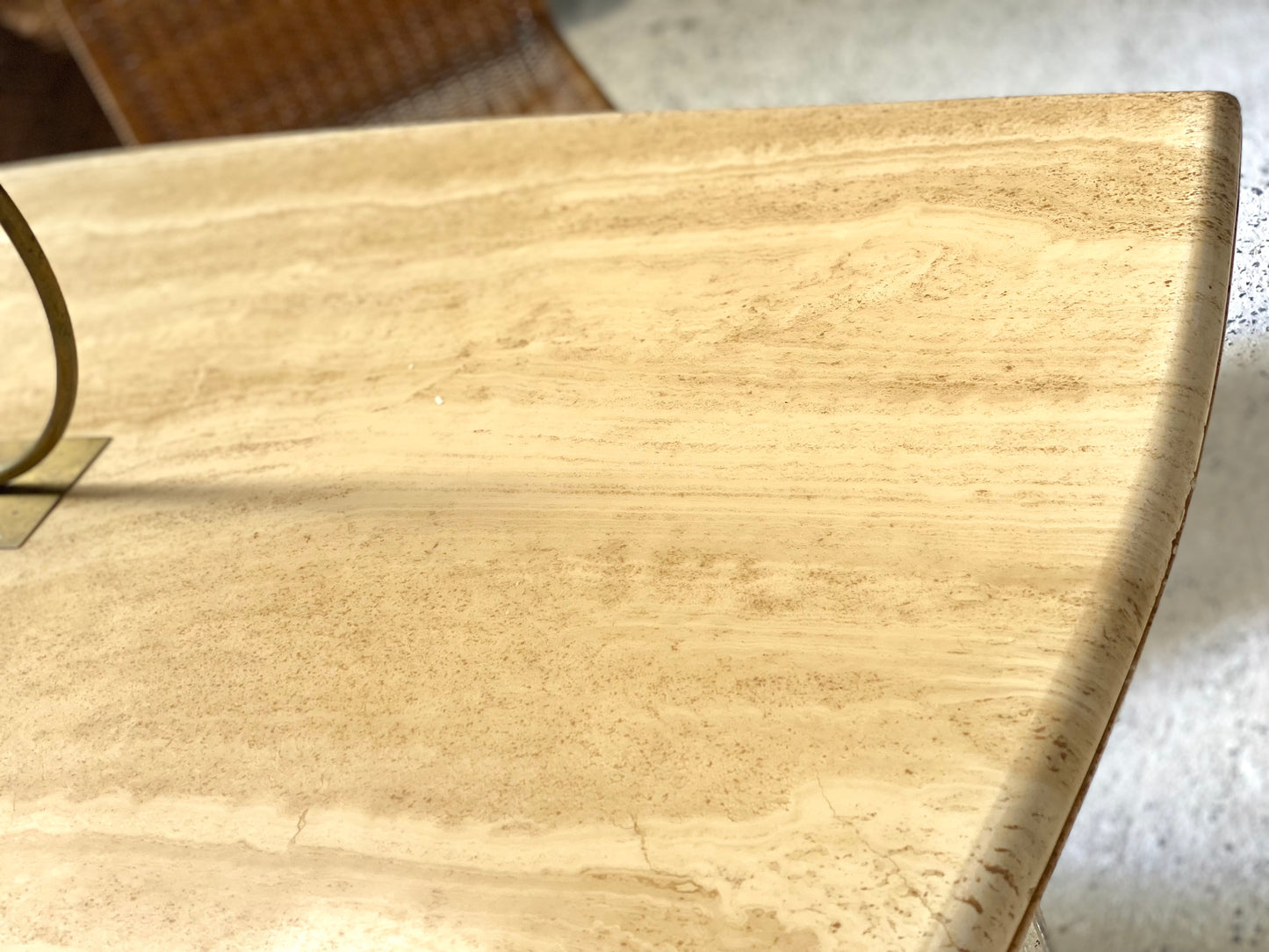 Custom Travertine Lucite Dining Table