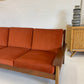 Mid Century Rust Velvet Plank Sofa