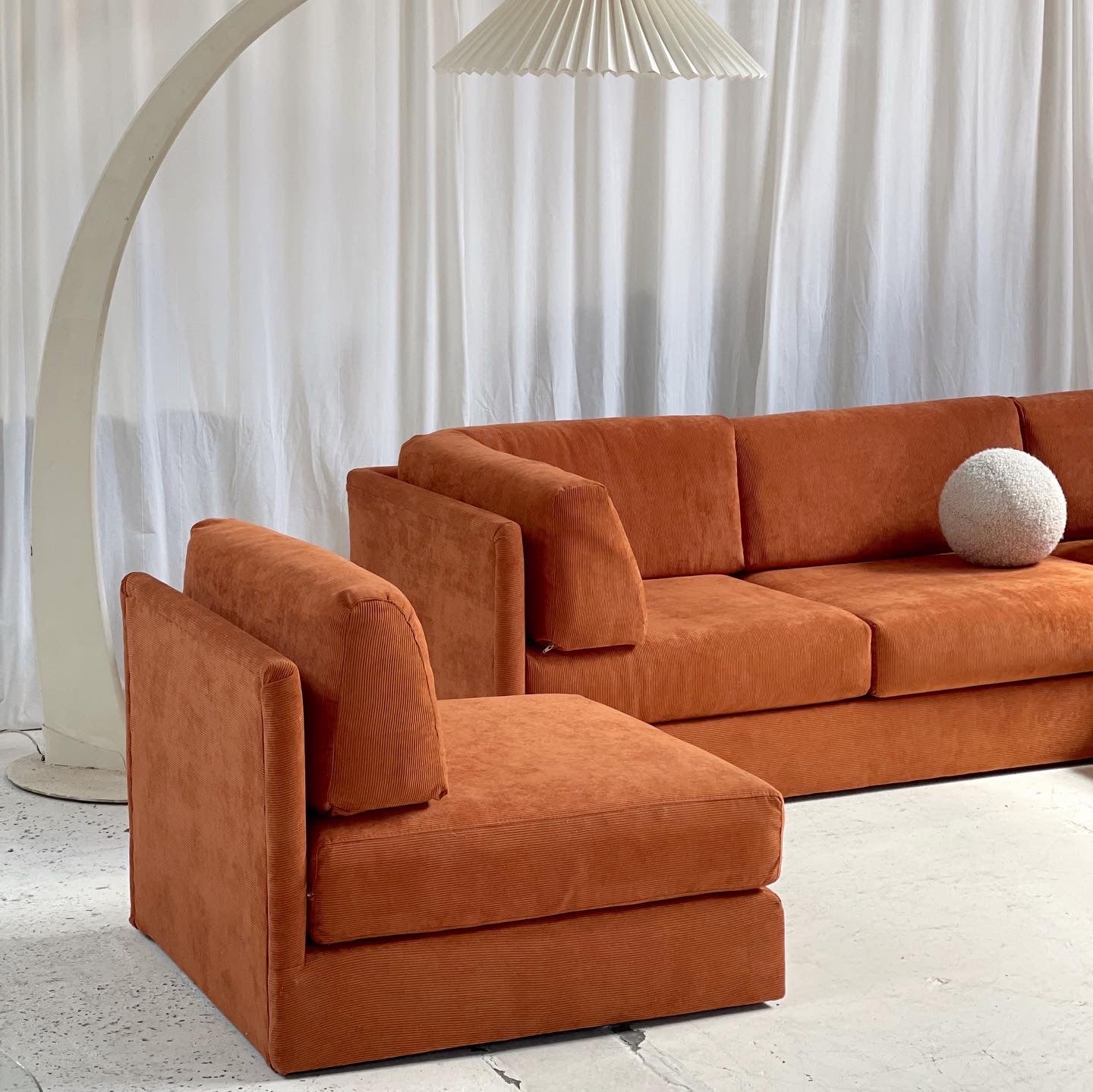 Rust Corduroy Vintage Modular Sofa
