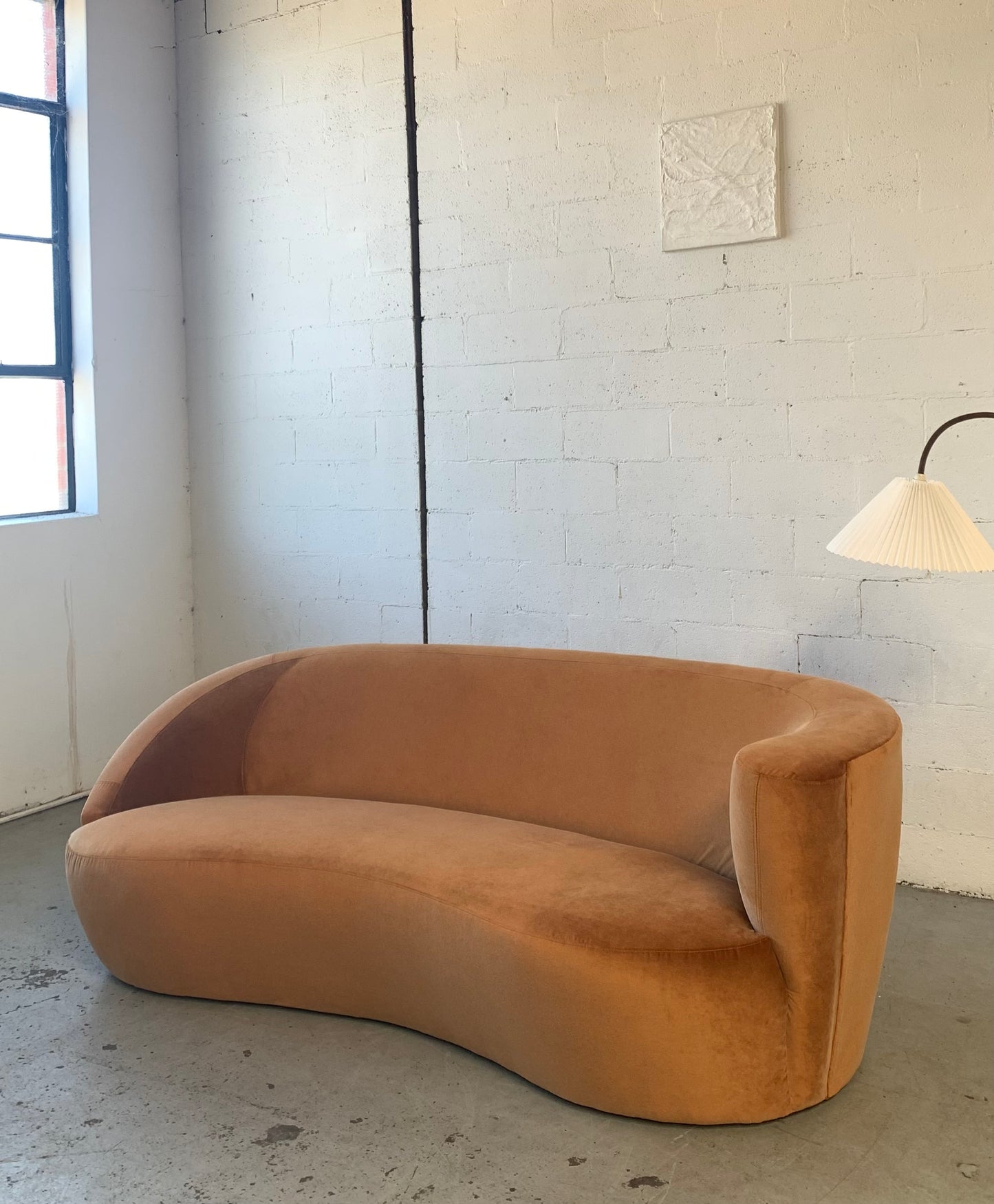 Bespoke Curved Sofa in Ginger Velvet