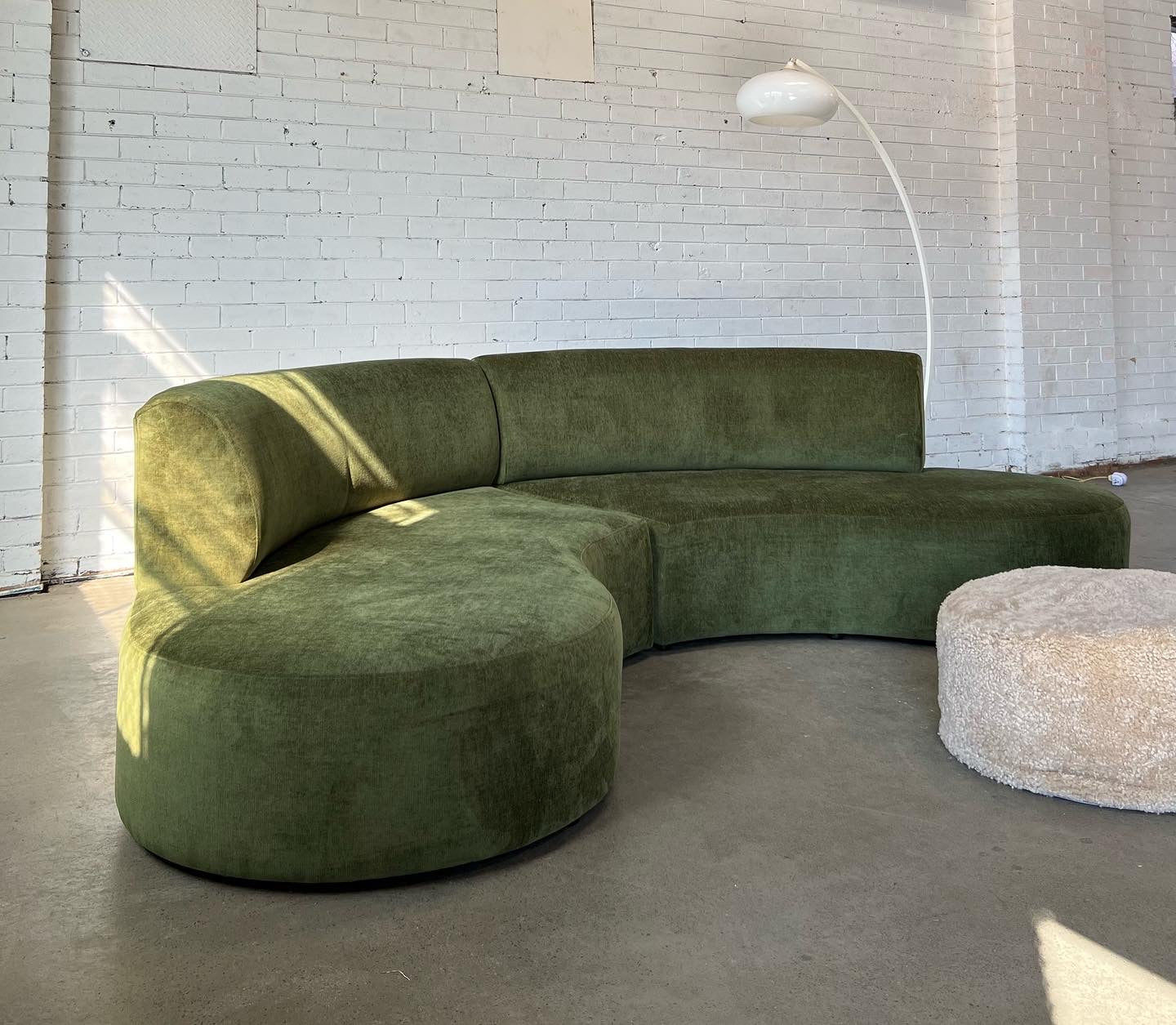 Bespoke Curved Sofa in Deep Botanical Green