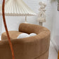 Curved Dark Caramel Chambray Velvet Sofa