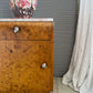 - Set of Two Burl Bedside Tables With Norwegian Rose Marble Tops