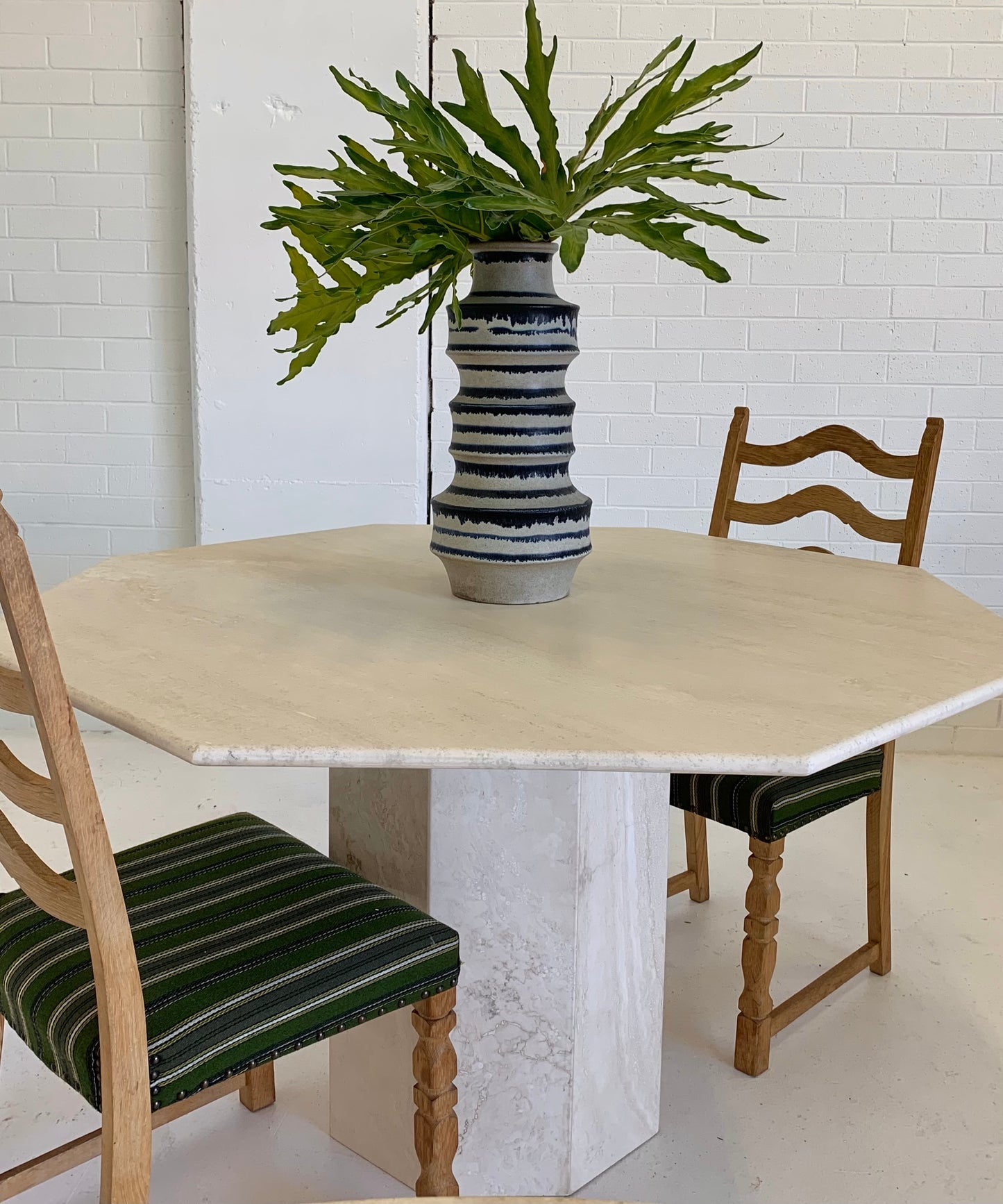 Vintage Honed Travertine Dining Table