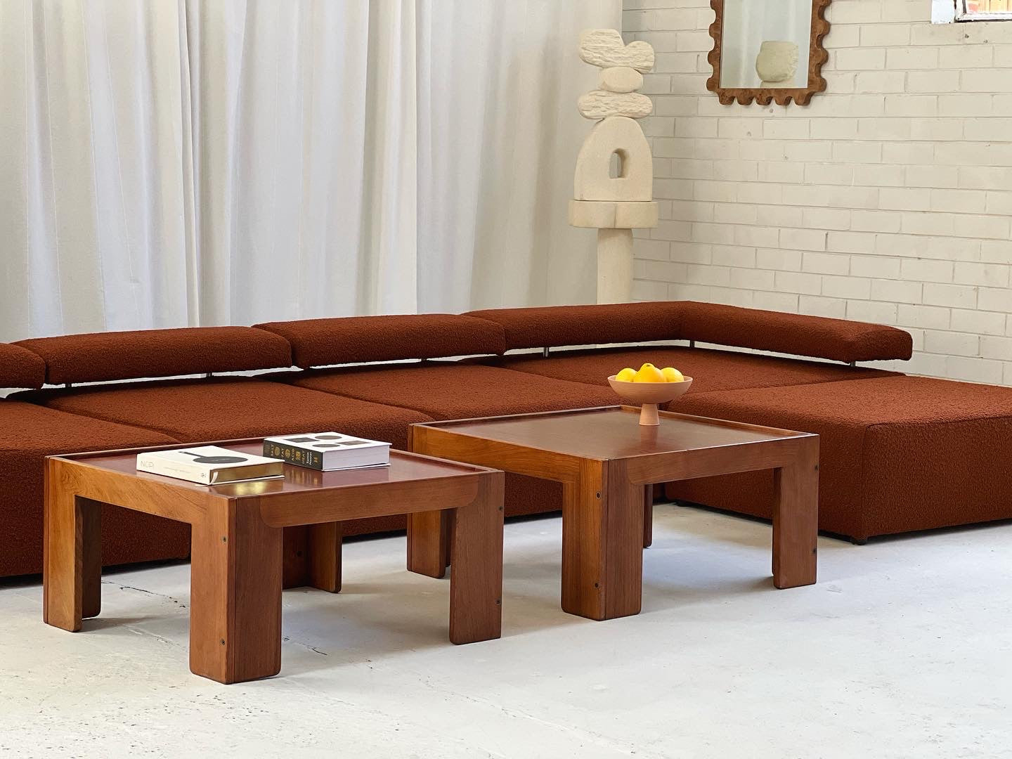 Large Bespoke Rust Boucle Modular Sofa