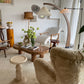 Sculptural Boucle & Wooden Chaise Lounge Chair