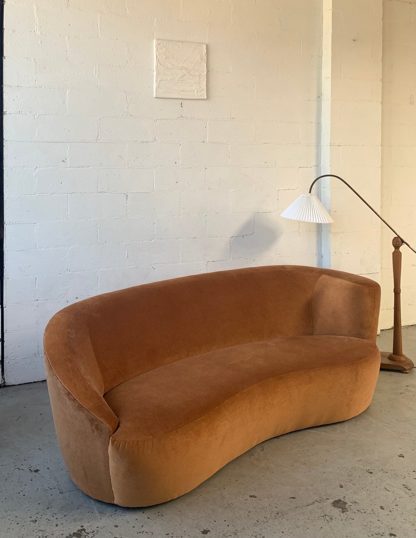 Bespoke Curved Sofa in Ginger Velvet