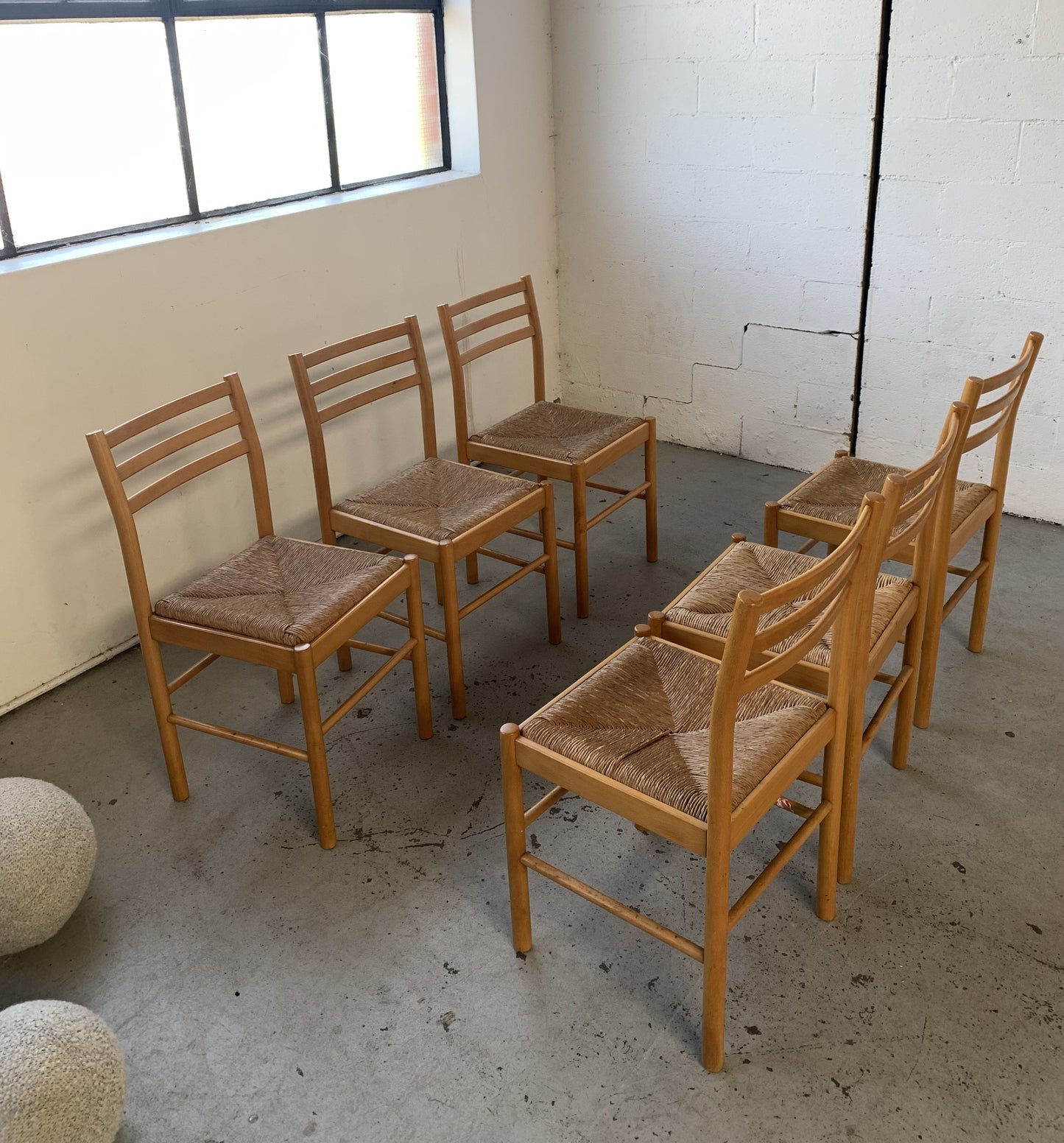 Set of Six Rush Dining Chairs