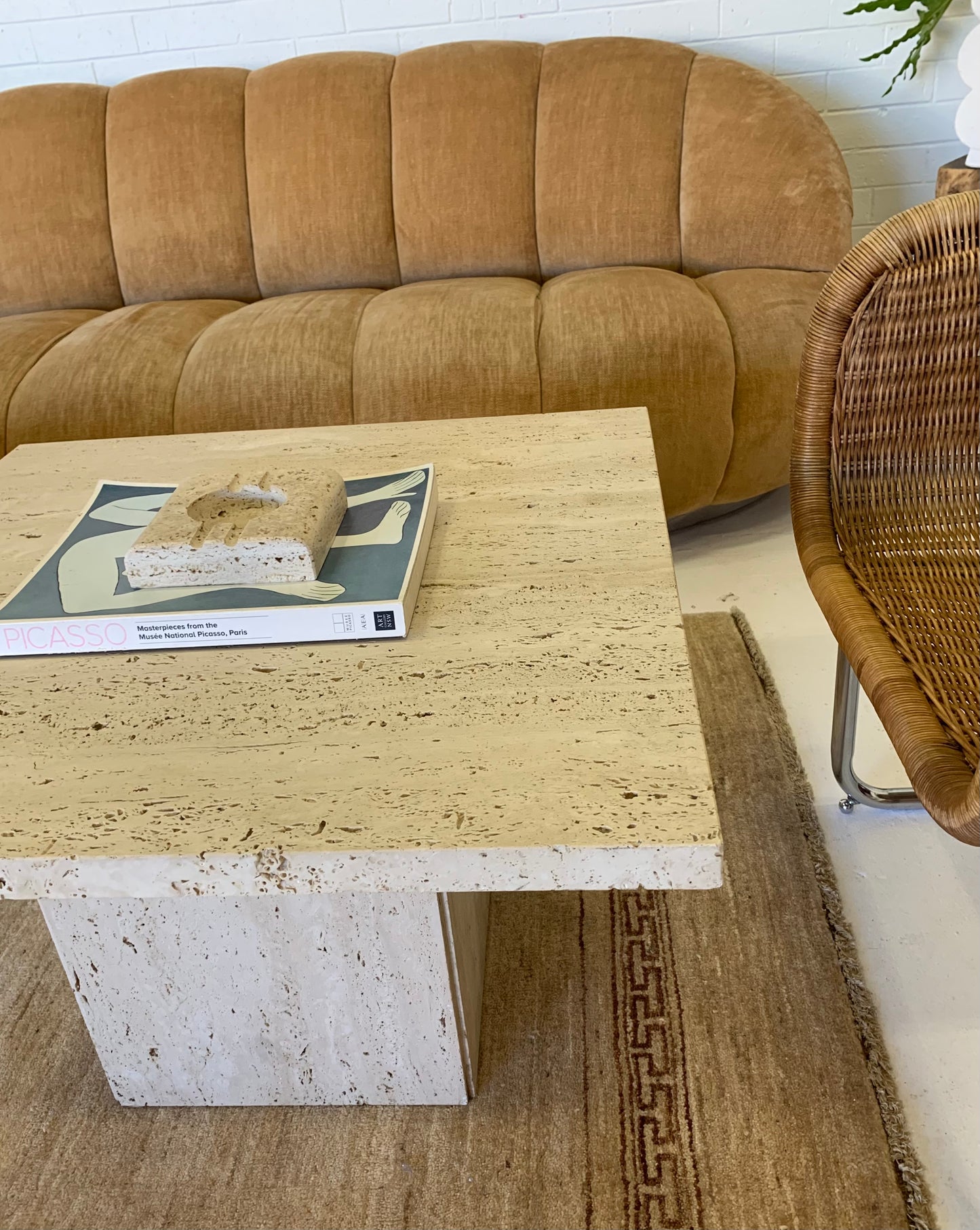 Unfilled Travertine Side Table/ Coffee Table