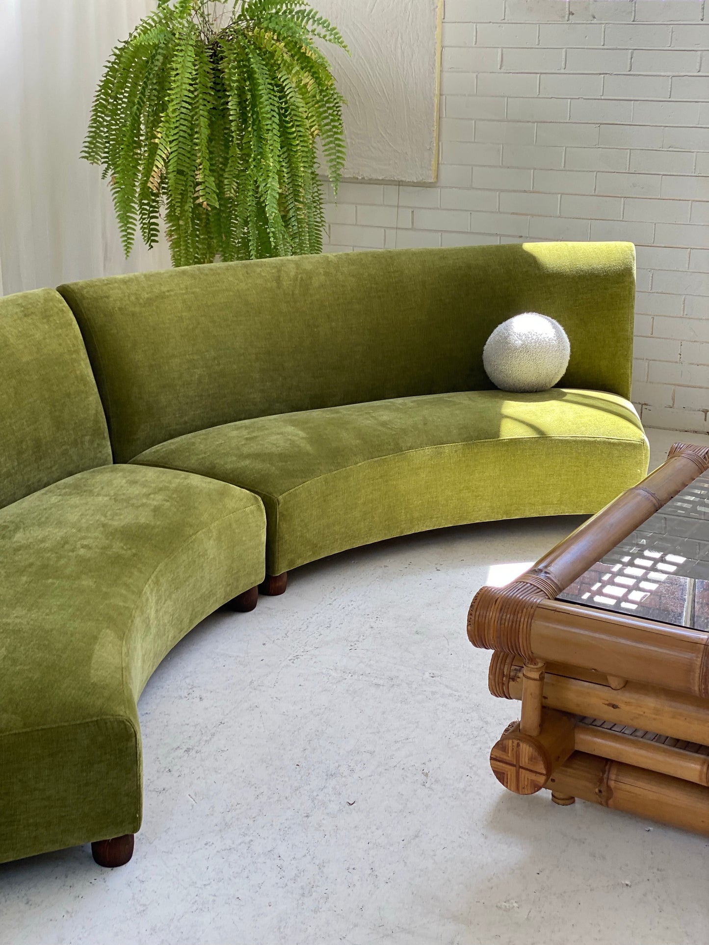 Bespoke Olive Curved Modular Sofa