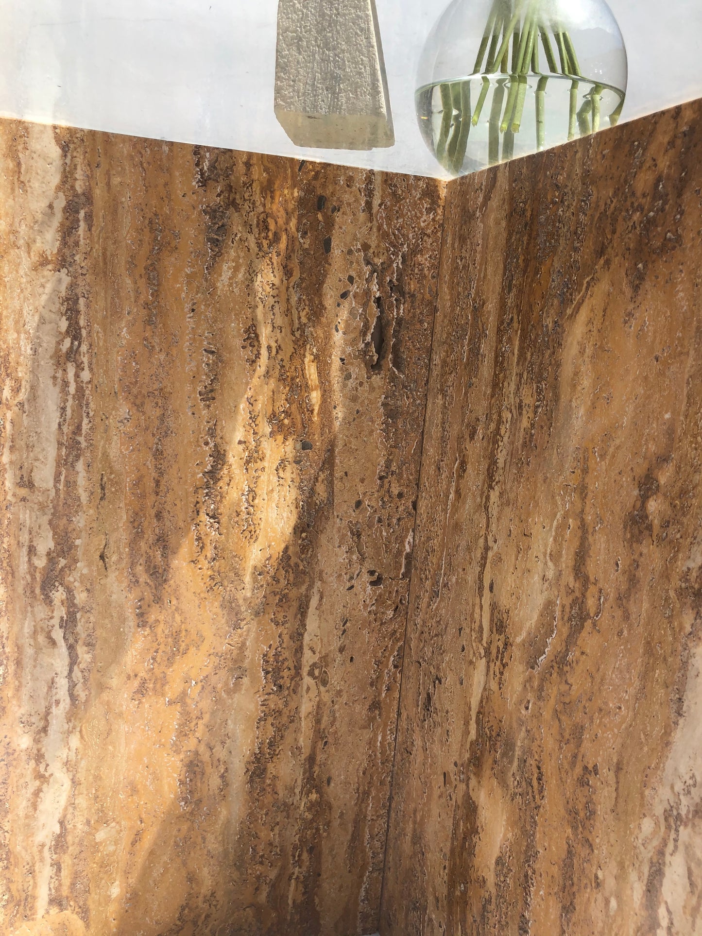 Travertine & Glass Dining Table
