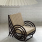 Vintage Dark Bamboo Armchair - Coffee Stripe