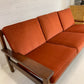 Mid Century Rust Velvet Plank Sofa