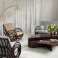 Vintage Dark Bamboo Armchair - Coffee Stripe