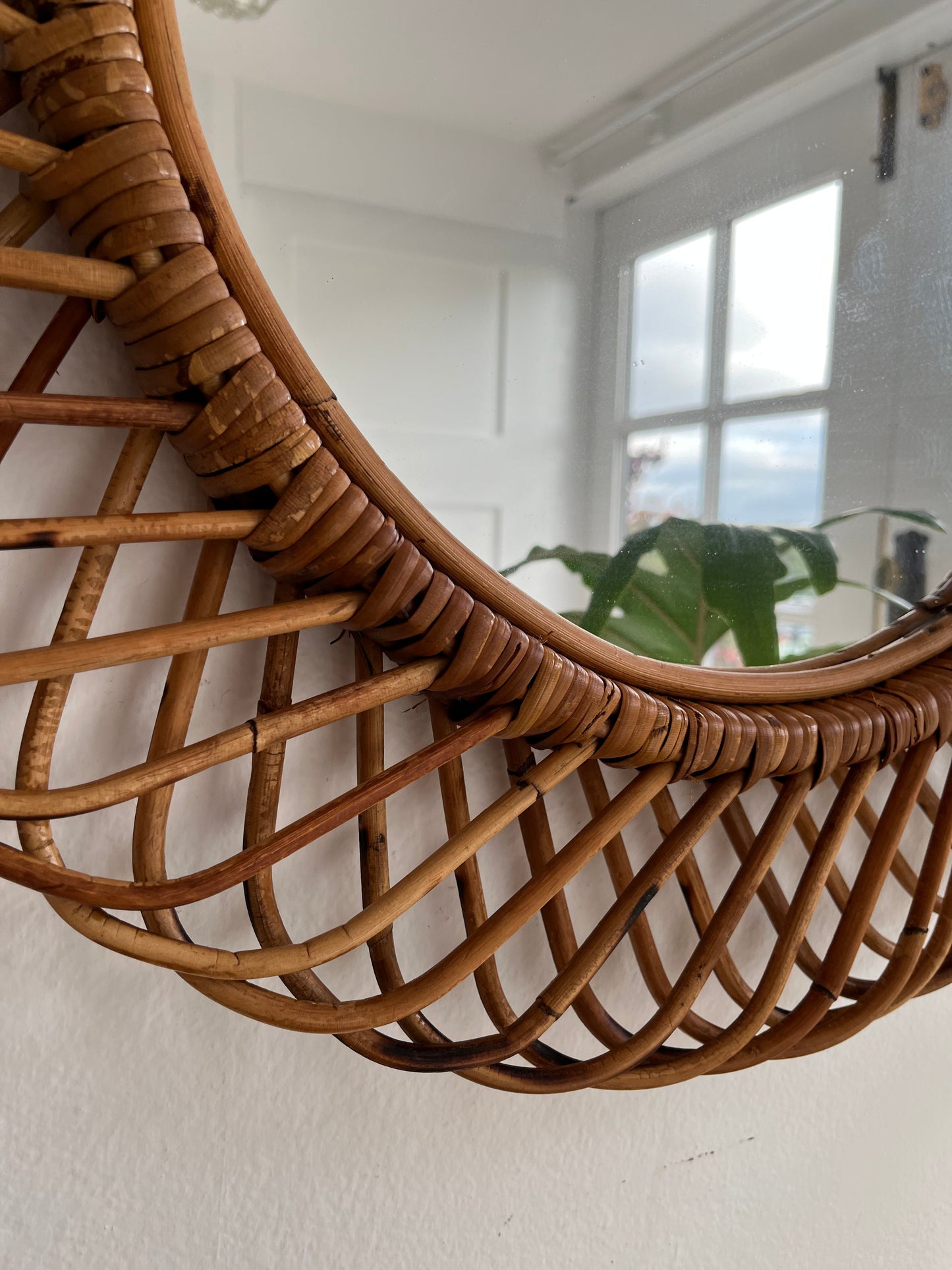 Vintage Italian Bamboo Mirror by Bonacina