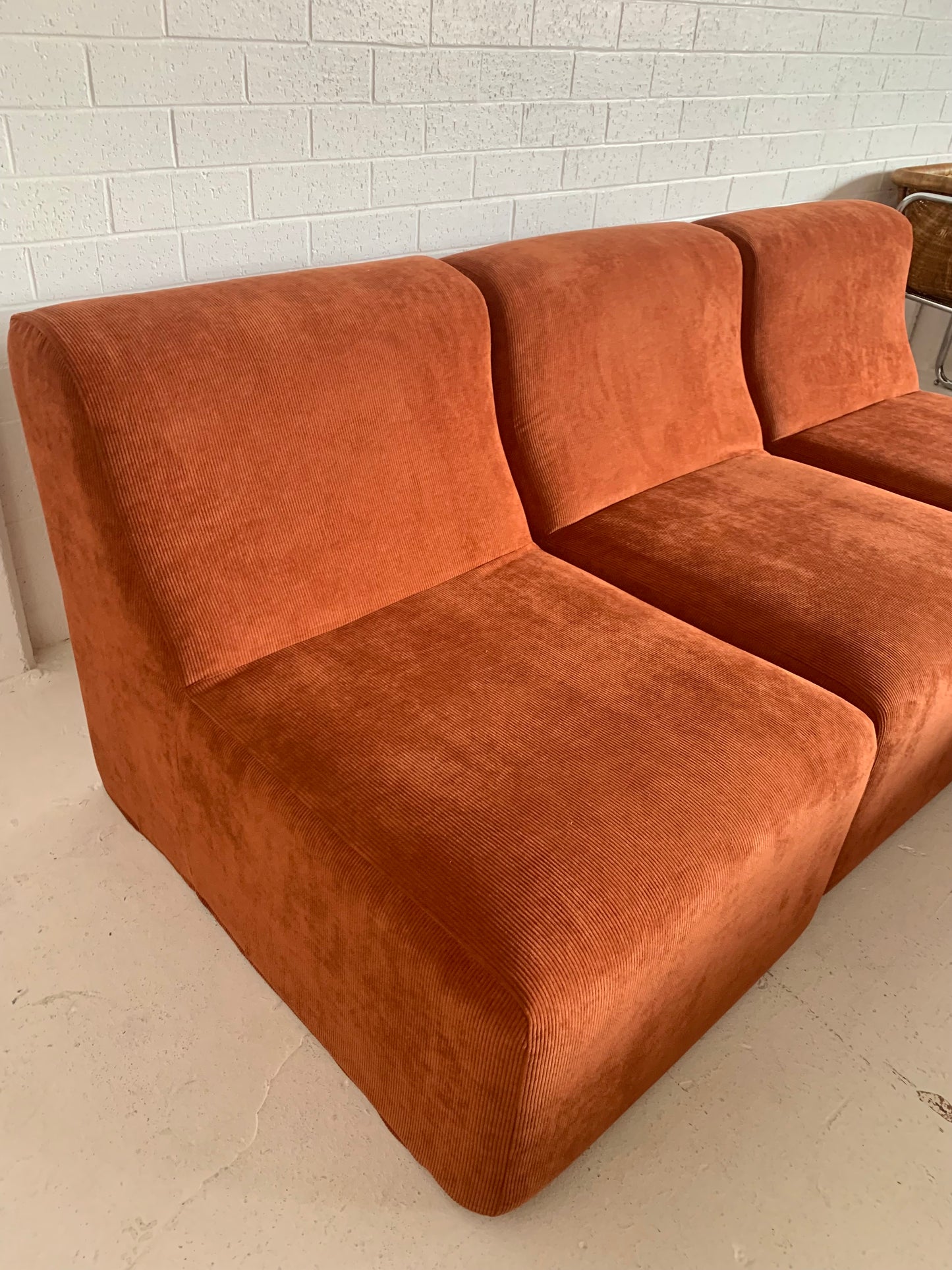 Vintage Modular Cord Sofa, Newly Upholstered