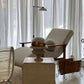 Sculptural Boucle & Wooden Chaise Lounge Chair