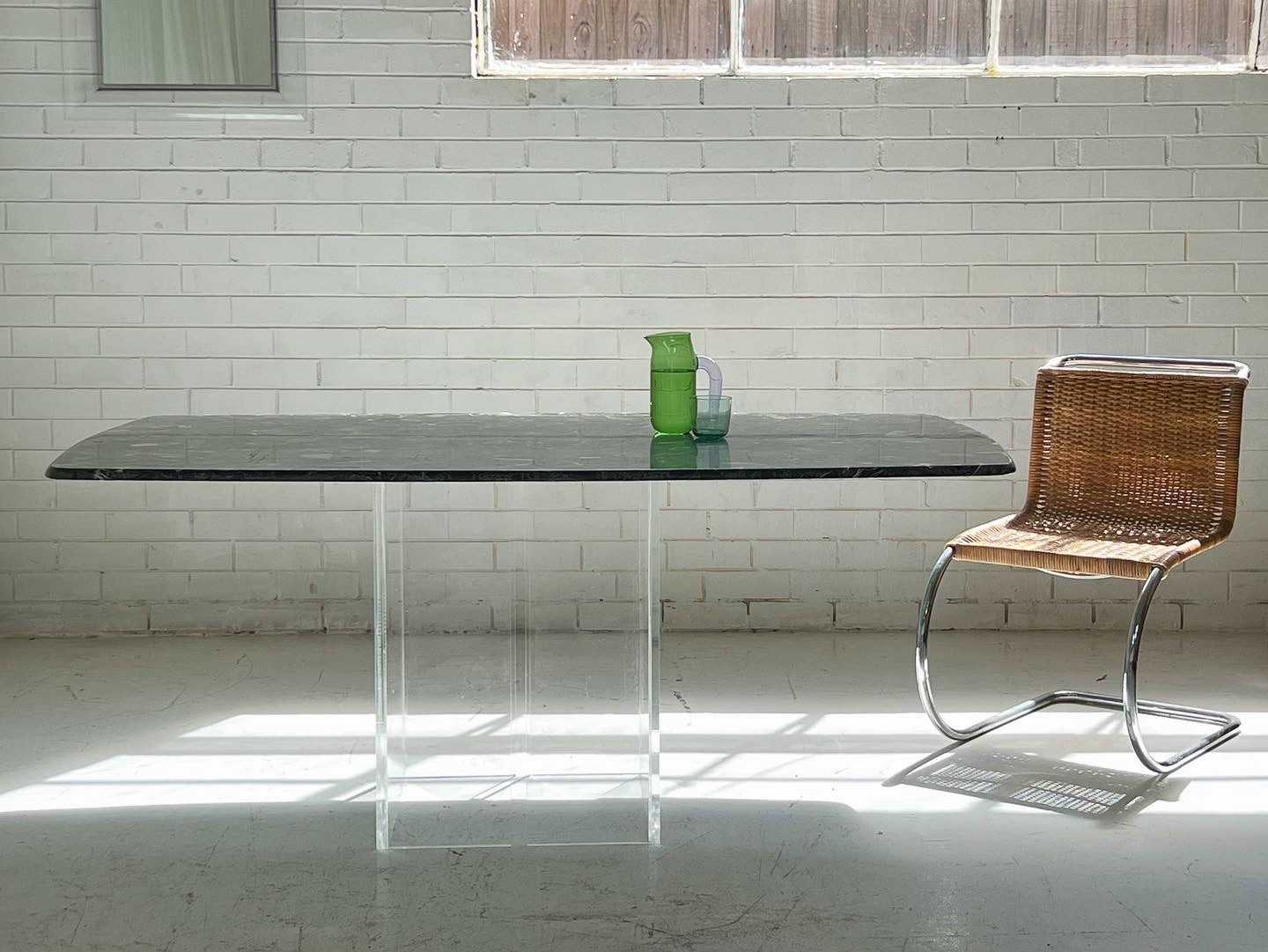 Vintage Green Palladiana Marble & Lucite Table