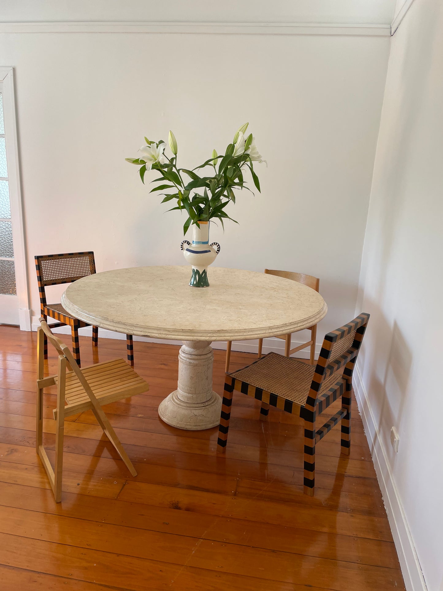 Large Vintage Marble Dining Table