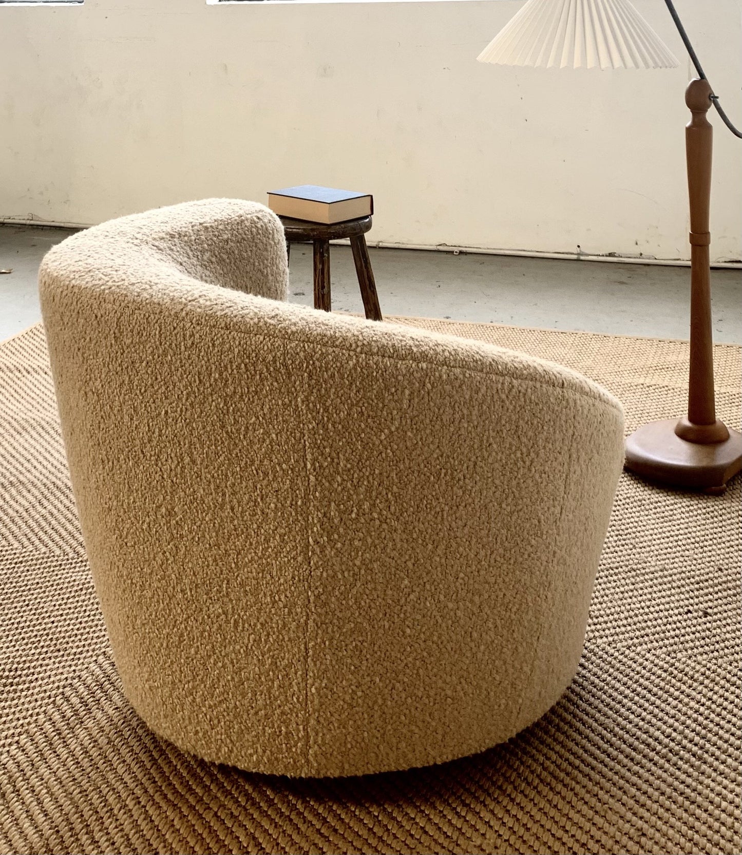 Sculptural Wool Boucle Swivel Chair by Design Warehouse