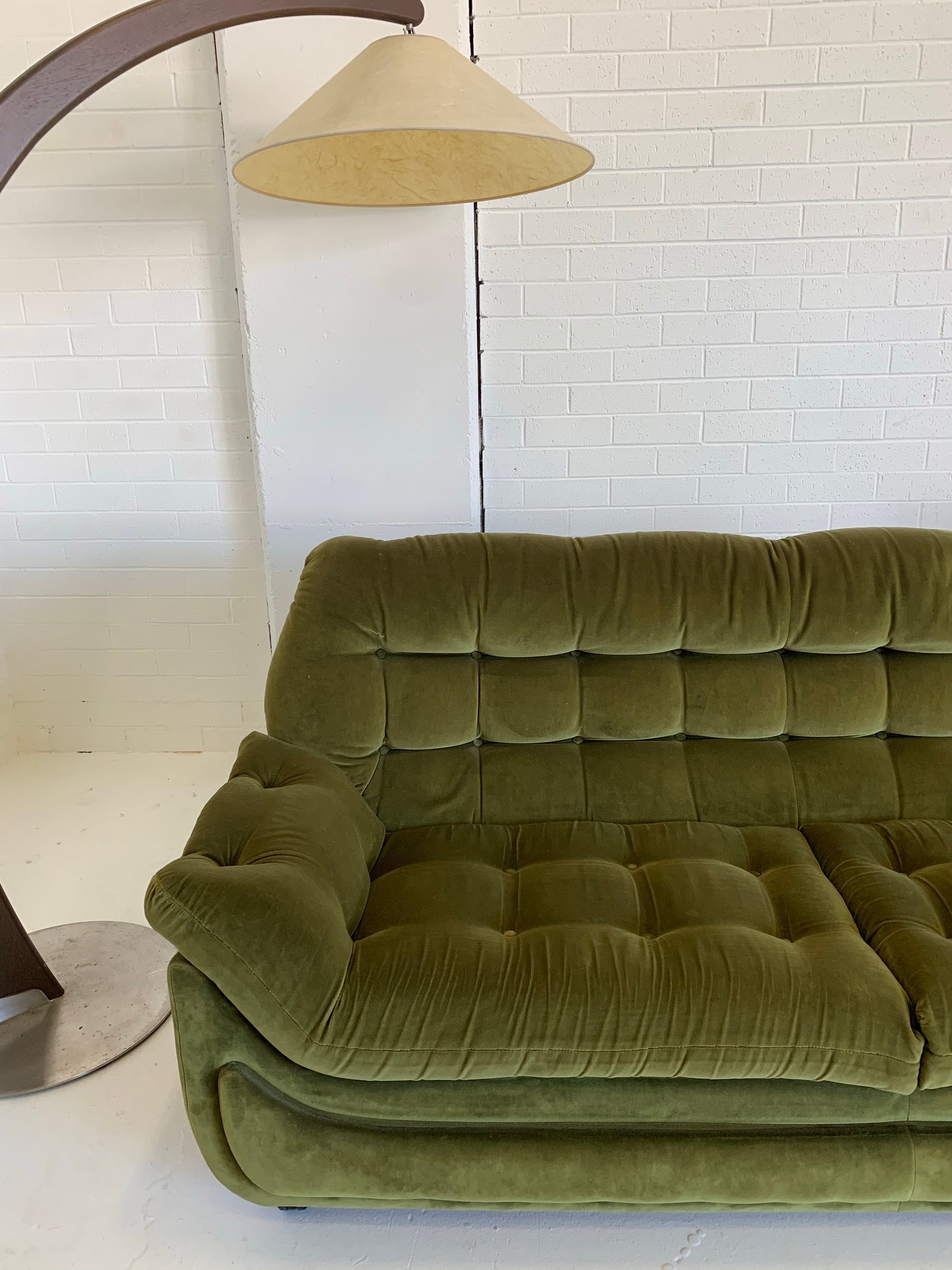 Vintage Green Velvet Sofa