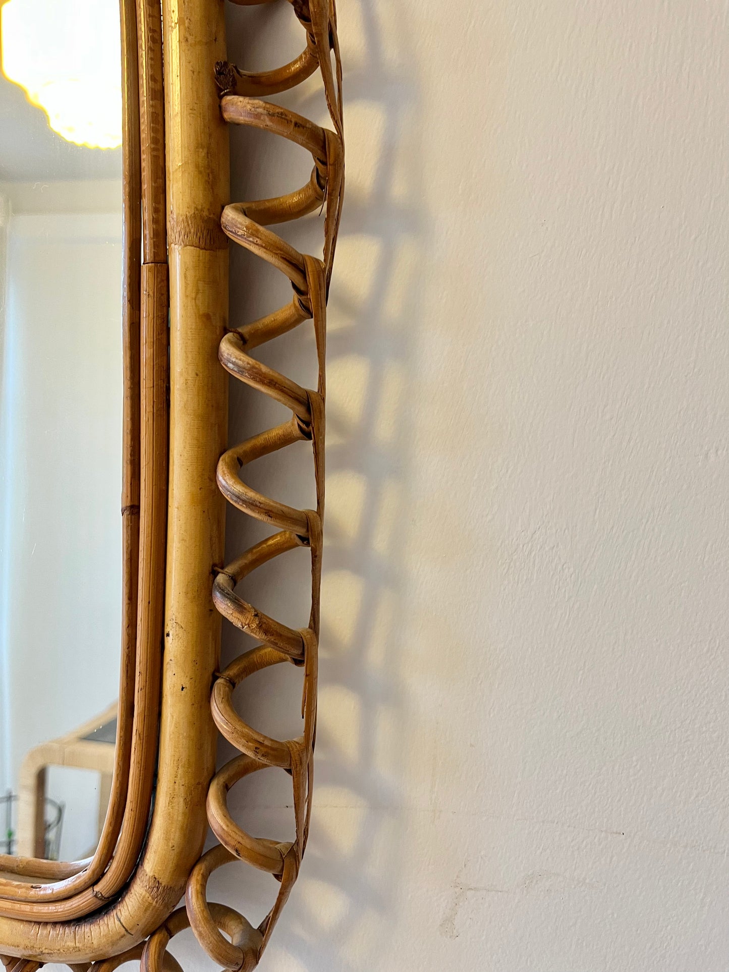 Vintage Italian Bamboo Mirror, Circa 1960’s