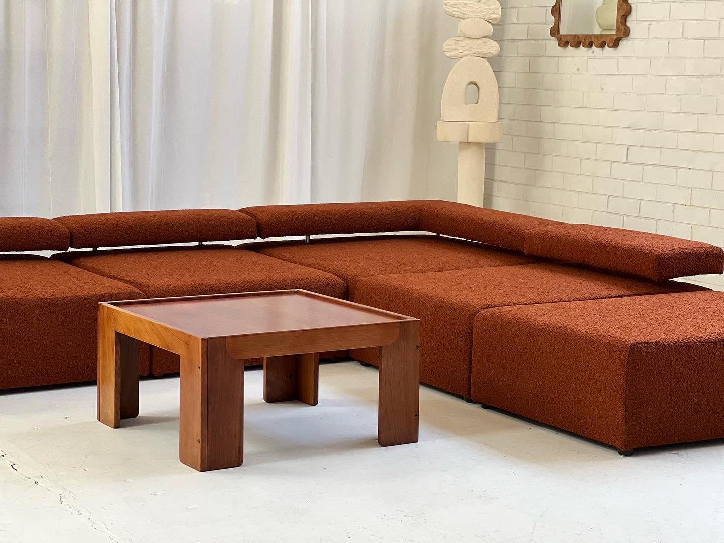 Large Bespoke Rust Boucle Modular Sofa