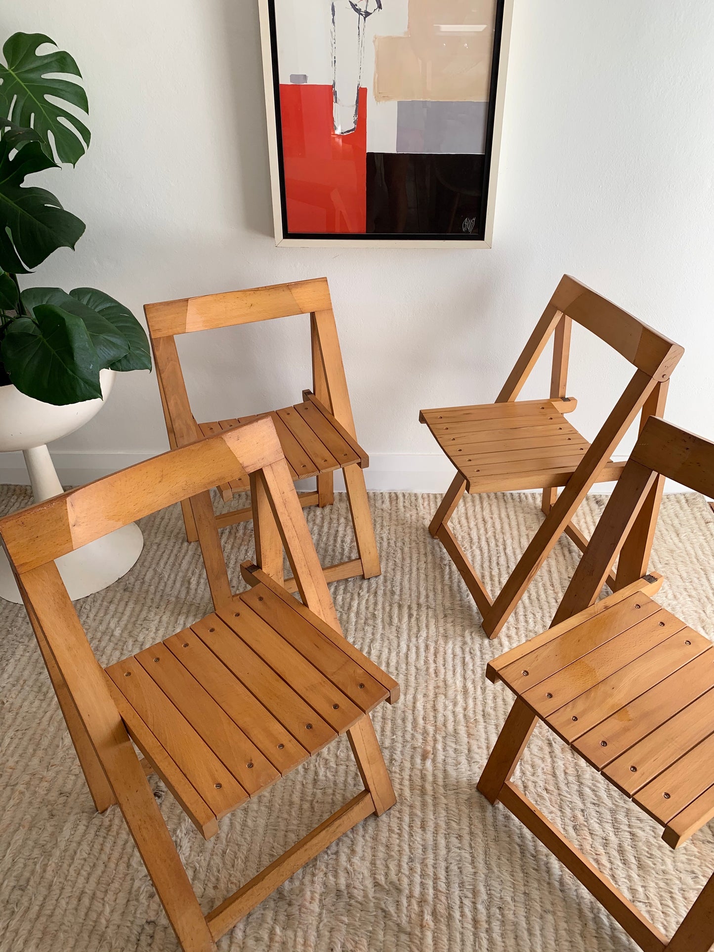Original 1960’s Iconic Aldo Jacober and Pierangela d’Aniello “Trieste” Folding Chairs for Bazzani